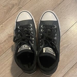 Black and gray converse